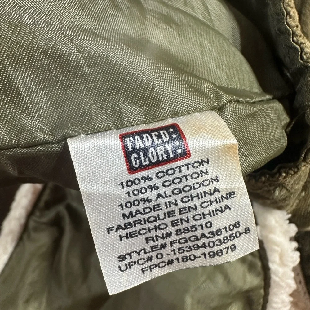 Faded Glory Olive Green Backpack with Cream‎ Shearling Trim